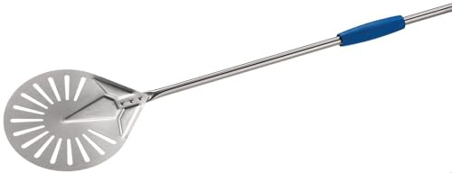 Gi.Metal Pelle à pizza professionnelle ligne bleue I-23F, tête 23 cm, longueur manche 150 cm, poids 0,84 kg, tête et poignée en acier inoxydable très résistant