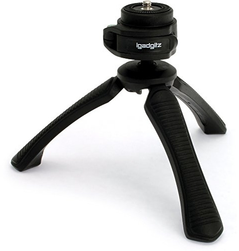 iGadgitz U4857 (PT310) Mini Lightweight Table Top Stand Tripod and Grip Stabilizer Compatible with Canon EOS D Series SLR DSLR Series Cameras - Black
