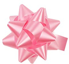 Geschenkschleife 8cm Rosetten 10 Stück mit Klebepad - glänzende Dekoschleifen - wasserfeste Geschenkrosetten für Geburtstag Hochzeit Babyparty - Rosa