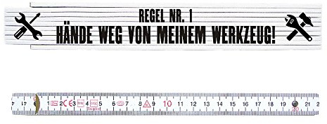 INTERLUXE Zollstock Metermaß Maßstab Regel NR. 1 Hände weg von meinem Werkzeug witziger Spruch Geschenk für Handwerker Kollege Mitarbeiter Chef Freund Kumpel Arbeitnehmer