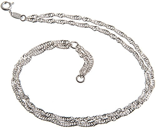 Tobillera de plata de 2 filas (cadena Singapur) – 2,3 mm de ancho, longitud 23 – 30 cm, plata de ley 925 auténtica
