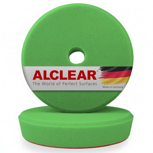 ALCLEAR 50163G 2er Set Polierpads mittelhart für RUPES Maschinen, Durchmesser Ø 163/150x30 mm, grün