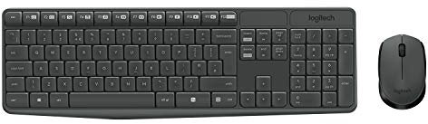 Logitech MK235 Kabelloses Set mit Tastatur und Maus für Windows, Belgisches AZERTY-Layout - Grau