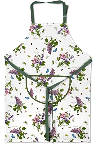 Pimpernel Botanic Garden Cotton Apron - Adjustable Chef Apron with Pockets, Machine Washable, Floral Motif Design - Durable & Comfortable, Cooking Essentials for Home Use