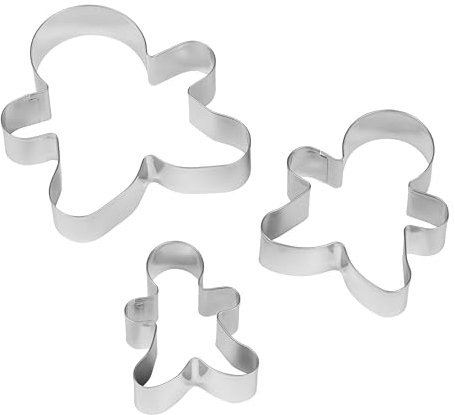 Chef Aid Gingerbread Man Cookie Cutter Set, Stainless Steel Cutters in 3 Sizes Measuring 10.5 cm, 8 cm and 6.5 cm, Ideal for use with Gingerbread Dough, Cookie Dough, Pastry, Icing and Shortbread