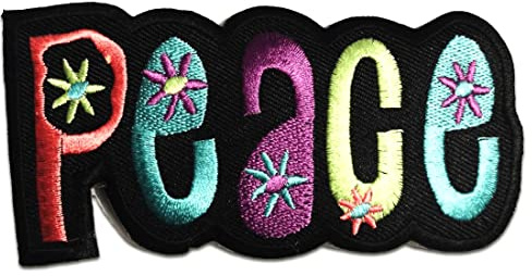 Catch the Patch Peace Frieden Aufnäher zum Aufbügeln 11 x 5,5 cm Bügelbild für Erwachsene mit Make Love Statement, Bügelpatch Patches Bügelflicken