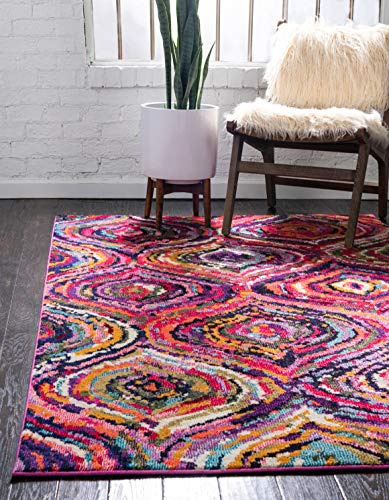 Unique Loom Estrella Collection Colorful, Abstract, Geometric, Gradient, Modern Area Rug (5' 0 x 8' 0 Rectangular, Multi/Pink)