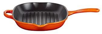 Le Creuset Signature Ovale Grillpfanne aus Gusseisen, mit Hilfsgriff und zwei Ausgießern, für alle Herdarten und Backöfen, 32 cm, Ofenrot, 20194320900422