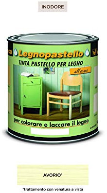 Veleca LEGNOPASTELLO Avorio - ml. 250 TINTA PASTELLO PER LEGNO INODORO ALL'ACQUA