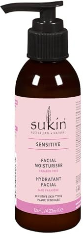 Sukin Sensitive Facial Moisturiser 125ml - with essential oils; cruelty free & vegan friendly -fast-absorbing to reduce the likelihood of a reaction for dry skin.