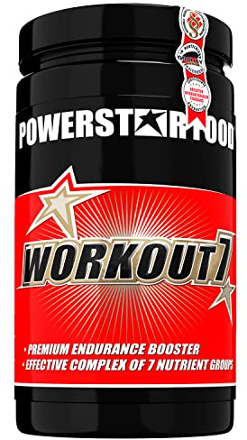 Powerstar Workout 7 Pre Workout Ausdauer Booster 900g Tropical - Sportdrink | Mit komplexen Kohlenhydraten - Mineralien und Aminosäuren - Vitaminen und Nährstoffen - deutsche Herstellung