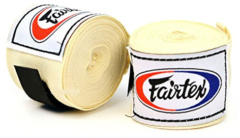 Fairtex!! HW2 premium bomull boxbandage 4,5 m (par), HW2, krämfärgad, längd 4,5 m