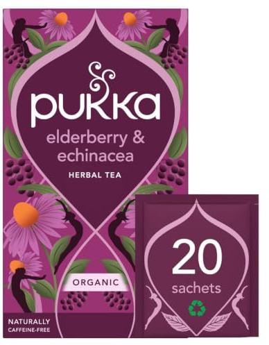 PUKKA Bio Holunderbeere & Echinacea Tee, 1er Pack (20 x 2,0 g Teebeutel) - BIO