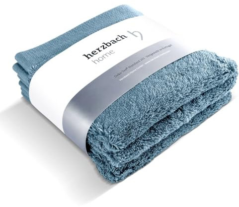 herzbach home Seiftuch 3er Set 30 x 30 cm – Hochwertige, weiche & saugstarke Mini-Handtücher in Premium-Qualität – 100% natürliche Baumwolle (Blau)