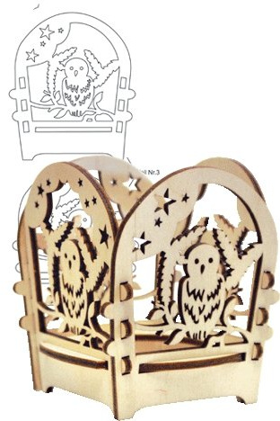 alles-meine.de GmbH Holz Bastelset 3-D - Laubsäge Teelichthalter Eule - zum Aussägen und Laubsägen/zum selber basteln - Echt Erzgebirge Deko für ..