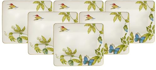 Villeroy & Boch Amazonia - Set di 6 piatti fondi quadrati in porcellana di alta qualità, 24 x 21 cm
