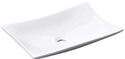 Mai & Mai Lavabo da Appoggio 56,5x38x11cm, Lavandino Bagno Brüssel910 Lavabo in Ceramica Bianca Nano Rivestimenti