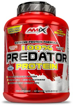 AMIX - Proteínas para Aumentar Masa Muscular - Predator - 2 Kg - Ayuda al Crecimiento Muscular - Libre de Aspartamo - Proteína de Suero de Calidad - Ideal para Batidos de Proteínas - Sabor Fresa
