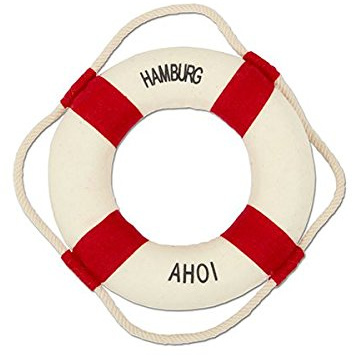 Miniatur-Deko-Rettungsring Hamburg Ahoi rot, klein, 14 cm