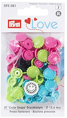 Prym 393081-1 Love Druckknopf Color Blume 13,6 mm türkis/grün/pink