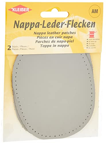 Kleiber Sew-on Nappa Leather elbow and knee patches 12.5 cm x 10 cm, Grey, 2 per pack