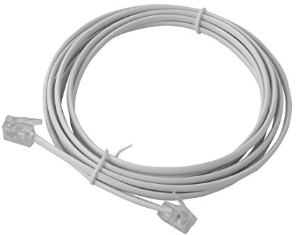 Uxcell RJ11 Phone Cable 6P2C, 2M, White, for DSL/Phone/Fax | RJ11 to RJ11 module extension lead phone cord, 2M/6.56ft, 6P2C, for DSL modems/landline telephone/fax