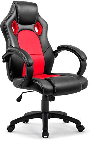 Gaming Chair, IntimaTe WM Heart High Back Office Chair Desk Chair Racing Chair Reclining Chair Computer Chair Swivel Chair PC Chair, Red + Black