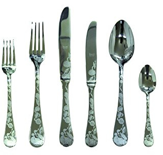 MEPRA Servizio Venere Oro Nero, 36 Pezzi, Acciaio Inossidabile 18/10 Cesellato, Canna di Fucile
