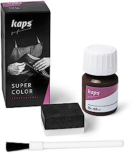 Kaps Super Color Lederfarbe für Naturleder, Synthetik und Textil, Lederfärber, 25 ml, Tiefbraun 174