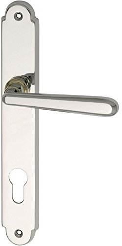 MARCHESI Drückergarnitur Alt-Wien - Türgriff auf Langschild PZ 88 mit Hochhaltefeder - Feuerschutz Türbeschlag, Messing verchromt