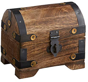 Casa Vivente Holztruhe, Bauernkasse, Schatztruhe, Schmuckkästchen, Spardose, Aufbewahrungsbox aus Holz, Klein, 10 cm x 7 cm x 8,5 cm, Verpackung für Geldgeschenke