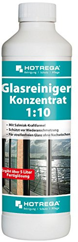 HOTREGA Glasreiniger 1:10 Konzentrat 500ml | Profi Fensterreiniger | Loest Fett & Oel | Streifenfreie Sauberkeit ohne Nachpolieren | Ideal fuer Glastische, Spiegel, Kacheln sowie Autoscheiben