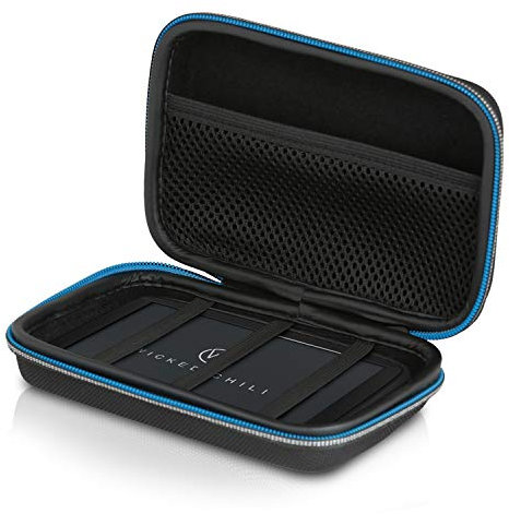 Wicked Chili Astuccio AntiShock per Hard Disk, SSD e dispositivi di Navigazione (Max. 15 x 10 x 4,5 cm, vano per Cavo di Ricarica, Imbottitura)