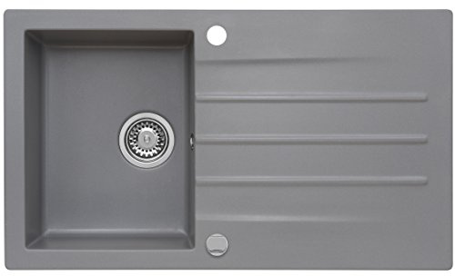 AXIS KITCHEN Mojito 100 Küchenspüle Farbe Axis Moonlight Grey Grau Material Axigranit 50er Unterschrank Spülbecken Siphon, Exzenterbedienung, Ausschnittschablone