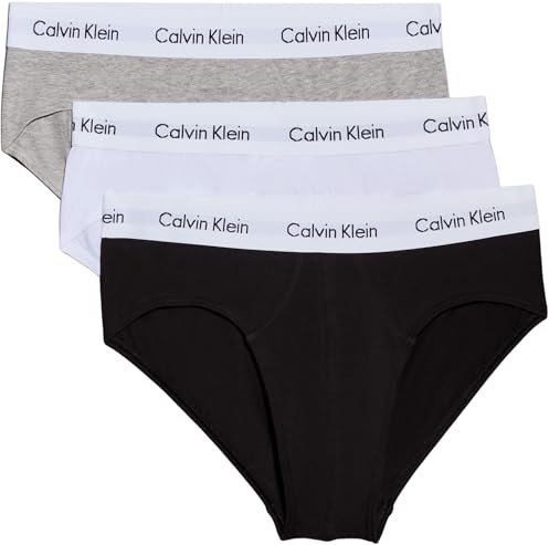 Calvin Klein Uomo Slip Hipster Confezione da 3 Intimo, Multicolore (Black/White/Grey Heather), L