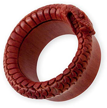 Fly Style Piercing Ohr Tunnel Plug Midgard Schlange - Ohr Piercings - Earplug Holz, Grösse:14 mm