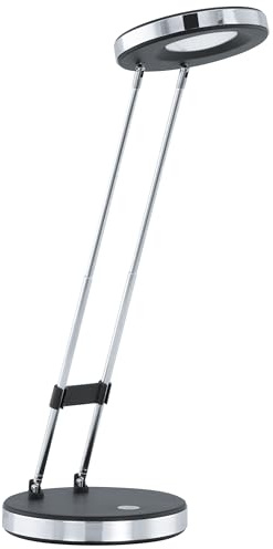 EGLO LED Tischlampe Gexo, 1 flammige Tischleuchte, Klassisch | Schreibtischlampe aus hochwertigem Kunststoff und Stahl, Bürolampe in Schwarz, Chrom