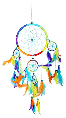 Dreamcatcher Regenbogen, bunter Traumfänger in verschiedenen Größen (30 cm)