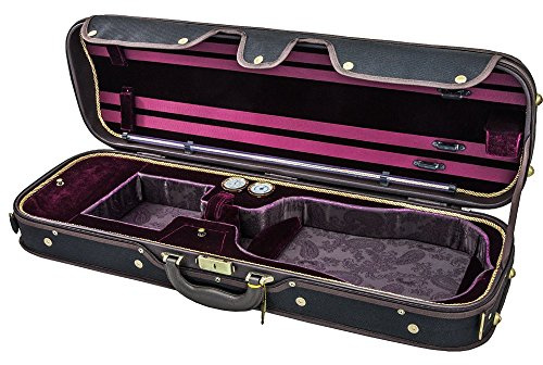 Sky Violin Oblong Case VNCW03 Solid Wood with Hygrometers Black/Magenta