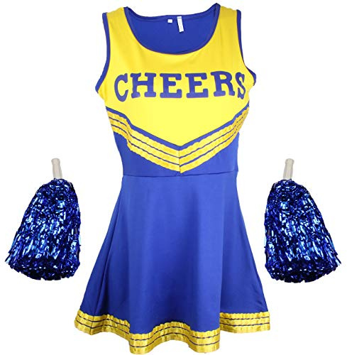 Cherry-on-Top - Uniforme da cheerleader con pompon, vari colori e taglie disponibili