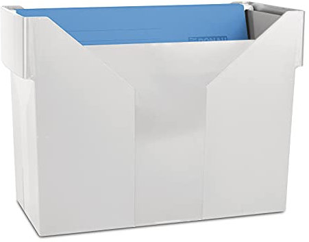 DONAU 7422001PL-13 Hängemappenbox mit 5 Hängemappen Free/ Hängeregister aus Bruchsicherem Kunststoff/ Praktische File Box für Ordner Mappen A4/ Farbe: Grau