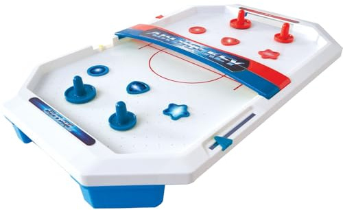 International Playthings Electronic Table-Top Air Hockey - Fast-Paced Sports Fun in an Easily Portable Battery-Operated Rink for Ages 5 and Up (P25118)