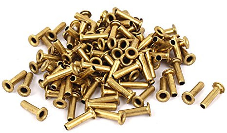 sourcing map A16032800ux0881 Rivet 3 mm x 12 mm à double face Laiton creux rivets œillets Outil 100 pcs