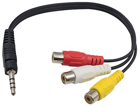 Maxhood RCA AV Adapter & Splitter Cable, 3.5mm to 3 RCA (Red, Yellow, White), 25cm for AV, Audio, Video, LCD & HDTV
