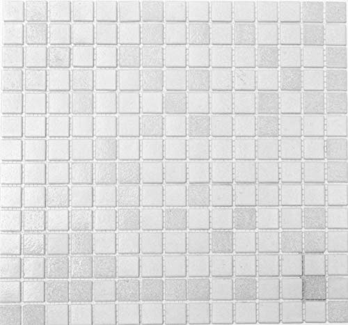 Mélange de Carreaux de Mosaïque en Verre Blanc - 2 Tons pour Sols, Murs, Salles de Bains, Toilettes, Cuisines, Miroirs et Inserts de Baignoire