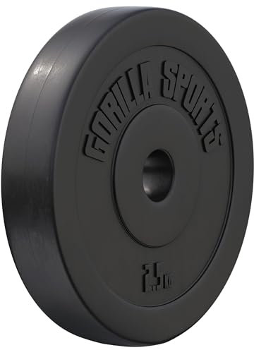 GORILLA SPORTS® Hantelscheiben - Einzeln/Set, 1,25kg, 2,5kg, 5kg, 7,5kg, 10kg, 15kg, 27,5kg, 30kg Gewichte, 30mm Bohrung, aus Kunststoff - Gewichtsscheiben, Hantelscheiben-Set (2,5 kg)