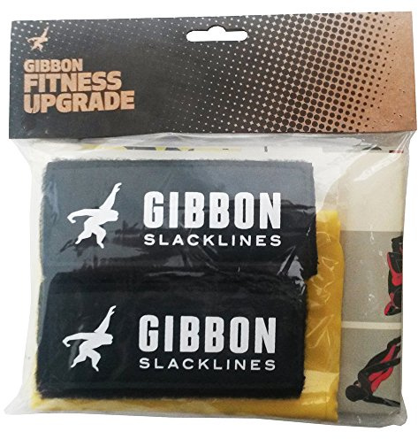 Gibbon Slacklines Fitness Upgrade inklusive Strechtband, 2 Handgriffe und einem Fitnessposter mit 16 Fitnessübungen/Trainingsplan, gelb - schwarz, STANDARD, 15587