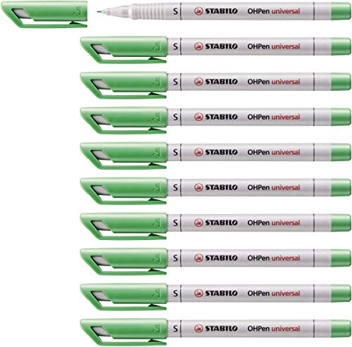 STABILO - Folienstift - OHPen universal | wasserlöslich superfein, 10er Pack, grün