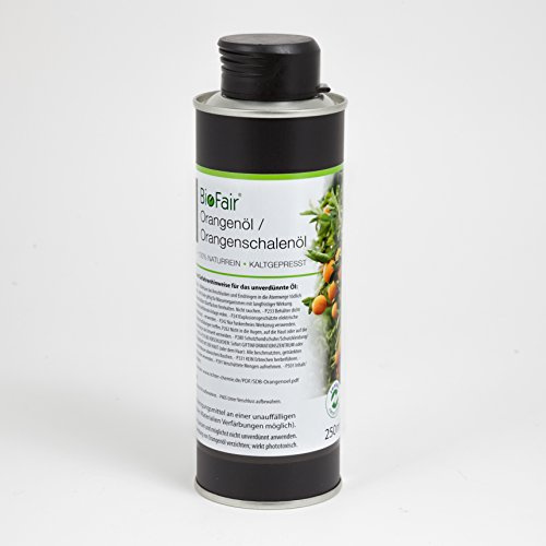 BioFair Orangenöl/Orangenschalenöl, 100% naturreines ätherisches Öl | kaltgepresst, 250 ml