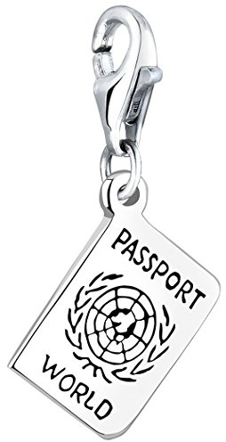 Nenalina Reisepass Karabiner Charm Anhänger Bettelarmband 925 Silber